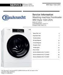 Bauknecht Wm Style 1024 Zen Washing Machine Service Manual Washing Machine Service Washing Machine Manual