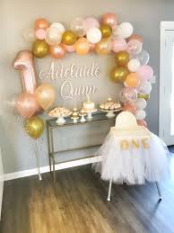 Adelaide S Pink And Gold First Birthday Blush And Batting Blog Blush And Batting Blog In 2021 Gold First Birthday 1st Birthday Balloons First Birthdays