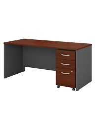 Set includes (office max model #'s and assembled dimensions provided): Bush Business Furniture Components 66 W X 30 D Office Desk With Mobile File Cabinet Hansen Cherry Standard Delivery Office Depot