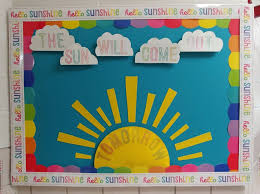 Hello Sunshine Bulletin Board Sun Bulletin Boards School Crafts Paper Clouds