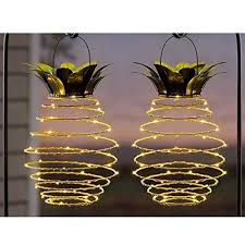 Juegoal 30 Led Pineapple Solar Lights Solar Powered Garden Lights Outdoor Decor Hanging Lantern For Garden Patio Path Home Party Warm White 2 Pack All4hikin Solar Powered Garden Lights Outdoor