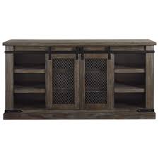 The lakeleigh panel bed opens our eyes to how casually rustic styling and an industrial hip vibe make for one happy marriage. Signature Design By Ashley Danell Ridge 60 Rustic Large Tv Stand With Sliding Barn Doors Royal Furniture Tv Stands