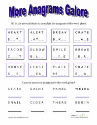 It is important to note that the word or phrases that an anagram creates must be actual words or phrases, otherwise it is just gibberish. Five Letter Anagrams Worksheet Education Com Anagram Anagram Words Sentences Kindergarten