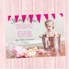 First Birthday Thank You Card Smash Cake Photo Thank You Card By Twistedsistershop Birthday Thank You Cards Diy Birthday Gifts For Him First Birthdays