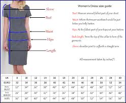 Size Chart For Ladies Dresses 2019