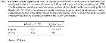 Solved 10a 4 Current Carrying Capacity Of Wire A Copper