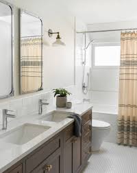 Shower curtains for bathroom farmhouse ivory,abstract nostalgic stylized wavy curved pattern in two toned stripes geometric image,beige. 75 Beautiful Shower Curtain With Beige Walls Pictures Ideas July 2021 Houzz