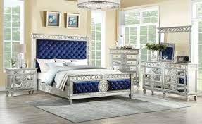 Over 3,000 bedroom sets great selection & price free shipping on prime eligible orders. Glam Queen Bedroom Set 3 Blue Tufted Velvet Mirrored Inlay Varian 26150q Acme Varian 26150q Set 3