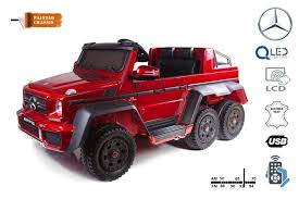 Elektrische Auto Kind 2 Persoons Mercedes Benz G63 6x6 Lcd Scherm Wielverlichting En Bodemverlichting 2 4 Ghz 12v14ah Verwijderbare Accubak 4 X Motor Afstandsbediening Dubbele Lederen Stoel Gum Wielen Fm Radio Servomotor Twee Pedalen Rood Gev