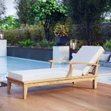 Hilmar Reclining Teak Chaise Lounge With Cushion In 2020 Teak Chaise Lounge Pool Patio Furniture Outdoor Chaise Lounge