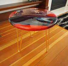18 Wooden Acrylic Pour And Resin Table Wood End Tables Abstract Painting Acrylic Modern Art Paintings Abstract
