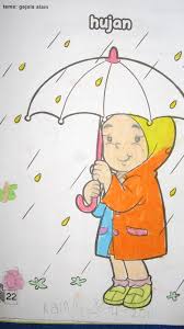Mewarnai gambar payung kartun : Contoh Gambar Mewarnai Gambar Anak Memakai Payung Kataucap
