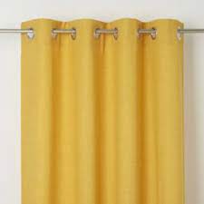 Novan Yellow Plain Unlined Eyelet Curtain W 167cm L 228cm Single Curtains Blackout Eyelet Curtains Yellow Chenille