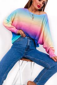 In plain, textured and cable styles, these make a cosy addition. Spring Me To Life Rainbow Light Knit Jumper Dlsb
