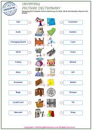 shopping esl vocabulary worksheets dictionary for kids shopping words esl vocabulary
