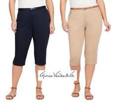 Details About New Womens Gloria Vanderbilt Khaki Unltd Anita Belted Curvy Capri Pants