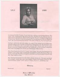 Funeral Program For Evelyn L Taylor Wade Jackson Born July 21 1913 And Died In 1989 The Funeral Was H Funeral Programs National Cemetery Nursing Profession