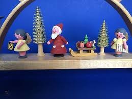 Vintage German Erzgebirge Christmas Wood Candle Holder Arch Santa Claus 1691311092