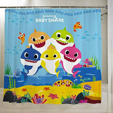 Franco Kids Bathroom Decorative Fabric Shower Curtain 72 X 72 Baby Shark Francomanufacturingcompanyinc Fabric Decor Fabric Shower Curtains Baby Shark