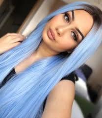 Macarons Pastel Blue Long Layered Synthetic Lace Front Wig Blue Hair Highlights Blonde Hair With Highlights Blonde And Blue Hair