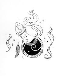 Inktober 2019 07 Enchanted Witch Drawing Bottle Drawing Art