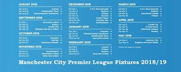 Manchester united, manchester city and chelsea will look to push them hard while leeds have also returned to the top. Manchester City Premier League Fixtures 2018 19 Dates Venues