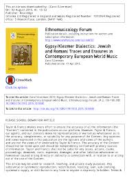 There are those at one end of. Pdf Gypsy Klezmer Dialectics Jewish And Romani Traces And Erasures In Contemporary European World Music