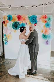 Colorful Wedding Backdrop With Paper Fans Paper Fans Wedding Tiny Wedding Venues Tiny Wedding