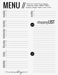Little Coconutty Menu Planner Printable Menu Planners Meal Planning Printable