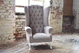 Modern Queen Anne Chesterfield Wing Arm Chair Extra High Back Mushroom Velvet V 2021 G Kreslo Vdohnovenie