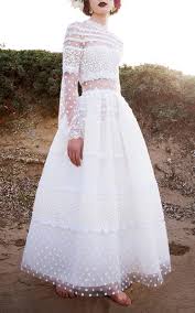Dotted Swiss Sheer Panel Gown By Costarellos Moda Operandi Untraditional Wedding Dress Chic Bridal Dress Wedding Dress Inspiration