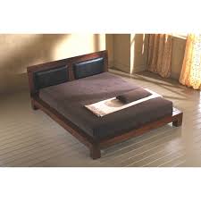 Testata di letto singolo in paglia di vienna. Letto Basso In Teak Con Testata In Pelle E Legno