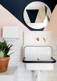 Geometric Shapes Painted On The Bathroom Wall Small Bathroom Paint Geometric Wall Paint Room Wall Painting