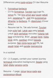 Keliru Antara Perbezaan Cv Dengan Resume Ini Penjelasan Bagi Korang Mudah Faham
