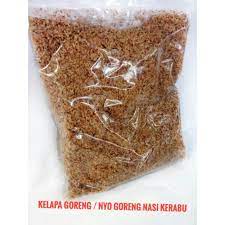 Kelapa parut digoreng tanpa minyak sehingga kekuningan (api perlahan). Kelapa Goreng Nyo Goreng Nasi Kerabu Shopee Malaysia