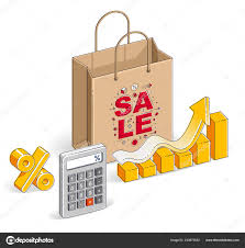 shopping bag calculator growth chart stats percent big sale