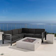 The solar shades' offer vibrant color options to spruce up your space, making it ideal for outdoor and indoor use. Cape Coral 5pc V Shaped Sofa Fire Table Set Christopher Knight Home Target