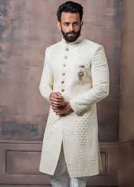 Elegant Off-white Designer Sherwani