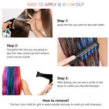 For an intensive color result, flip the chalk over and repeat the action. Temporary Hair Chalk For Kids Washable Comb Set 6 Count Walmart Com Walmart Com