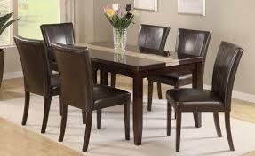 Dining Table With High Gloss Espresso Marble Veneer Top With Runner Design And 6 Dining C Luxury Dining Tables Latest Dining Table Dining Room Furniture Design