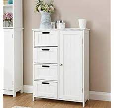 Bakaji Mobile Bagno 4 Cassetti Anta 2 Ripiani Mobiletto Cassettiera Multiuso In Legno Mdf Bianco Dimensione 55 X 8 Mobiletto Mobile Bagno Armadietti Da Bagno