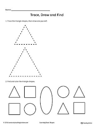 Trace Draw And Find Triangle Shape Triangle Worksheet Shapes Worksheets Tracing Worksheets