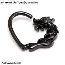 Black Pvd Steel Dragon Daith Heart Ring 1 2mm 16g Helix Ear For Left Side Ear Piercings Daith Ear Piercing Daith Piercing Jewelry