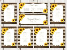 Rustic Wedding Seating Chart Template Sunflower Stripes
