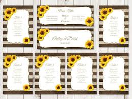 rustic wedding seating chart template sunflower stripes