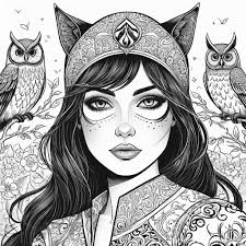 Simple Stylized Black and White Owl