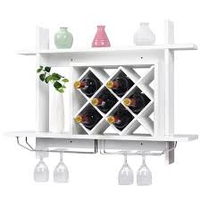 Fixations solides et gain de place garantie. Blanc Support Etagere A Vin Murale Avec Porte Verre 80x20x58cm Cave A Vin Murale Pour 6 Bouteilles Et 6 Verres Porte Bouteilles Porte Bouteilles