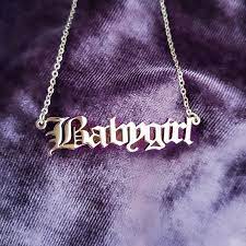 Https Khloejewels Com Products Babygirl Necklace Old English Font Gold Babygirl Necklace Gothic Necklace Pretty Necklaces