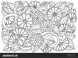 Doodle Floral Pattern In Black And White Page For Coloring Book Zendoodle Drawing Flower Drawing Pattern Coloring Pages Flower Doodles