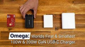 شركة chargeasap تكشف شاحن سريع وصغير omega تصل قوة السرعات 100w و 200w نار الجيل الثاني من gallium nitrid يعتبر gallium nitrid عنصر شبه موصل ف charger usb 200w
